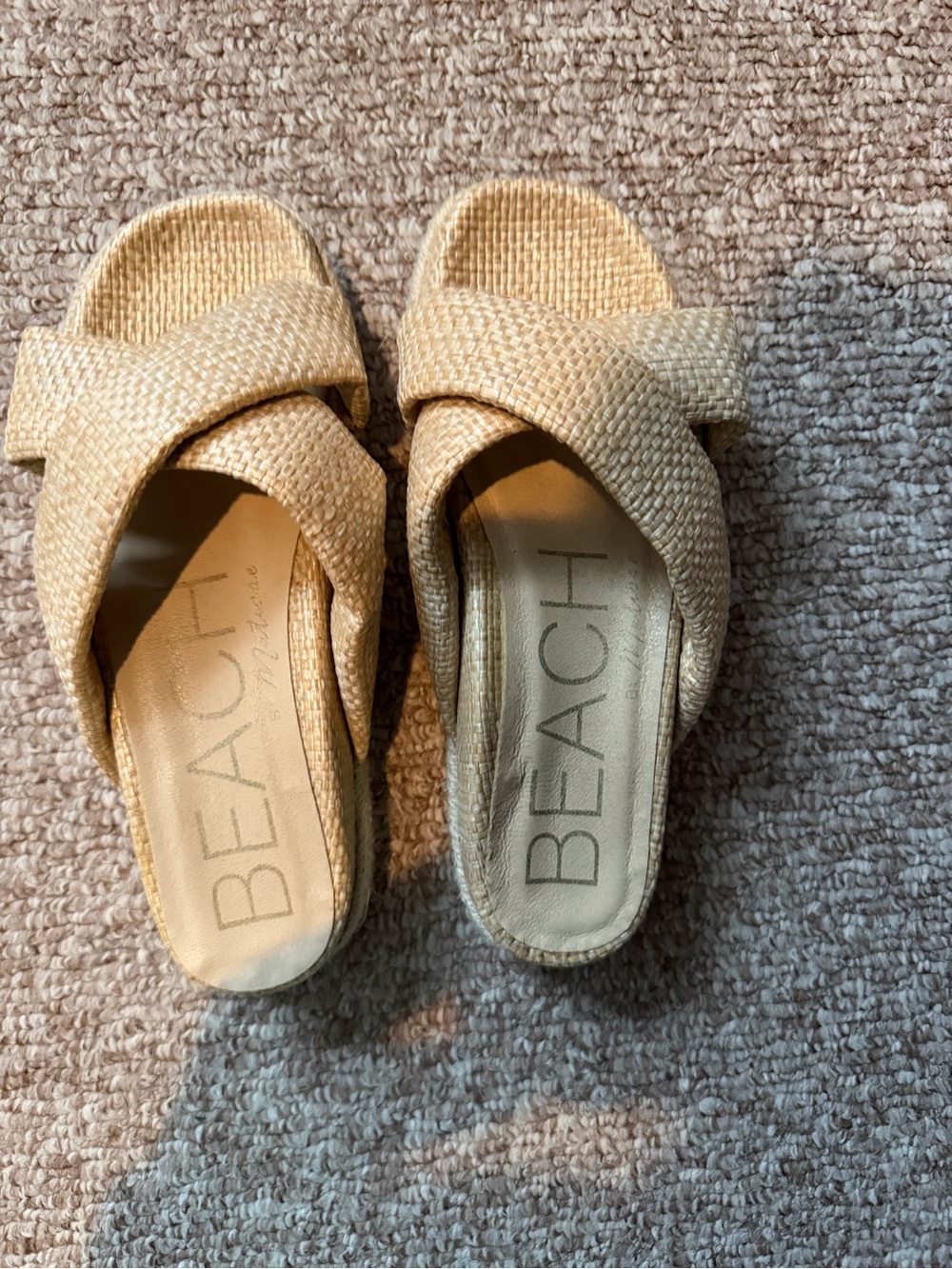 Matisse Beach Woven Crisscross Slide Sandals - Natural Beige